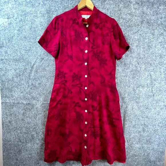 Vintage Mark Fore And Strike Shirt Dress Womens 8 Red Button Front Career Chic - Picture 1 of 8